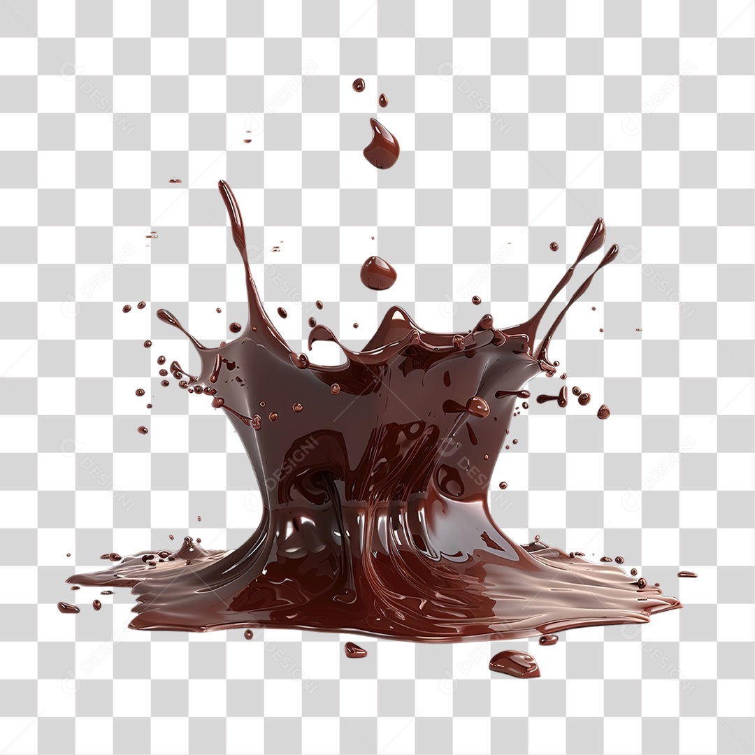 Explosão de Chocolate Líquido em Estilo Realista Formato PNG Transparente