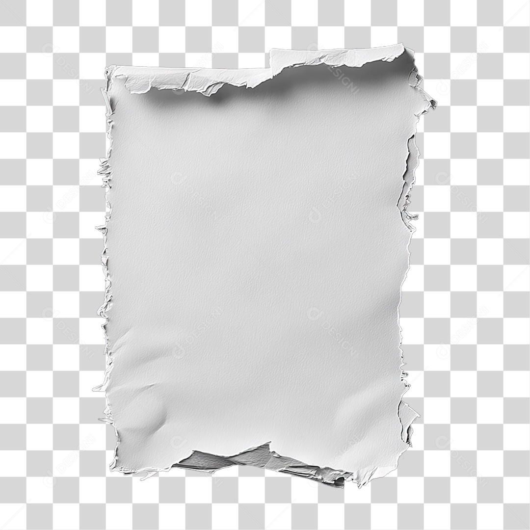 Elemento 3D Papel Amassado Rasgado PNG Transparente
