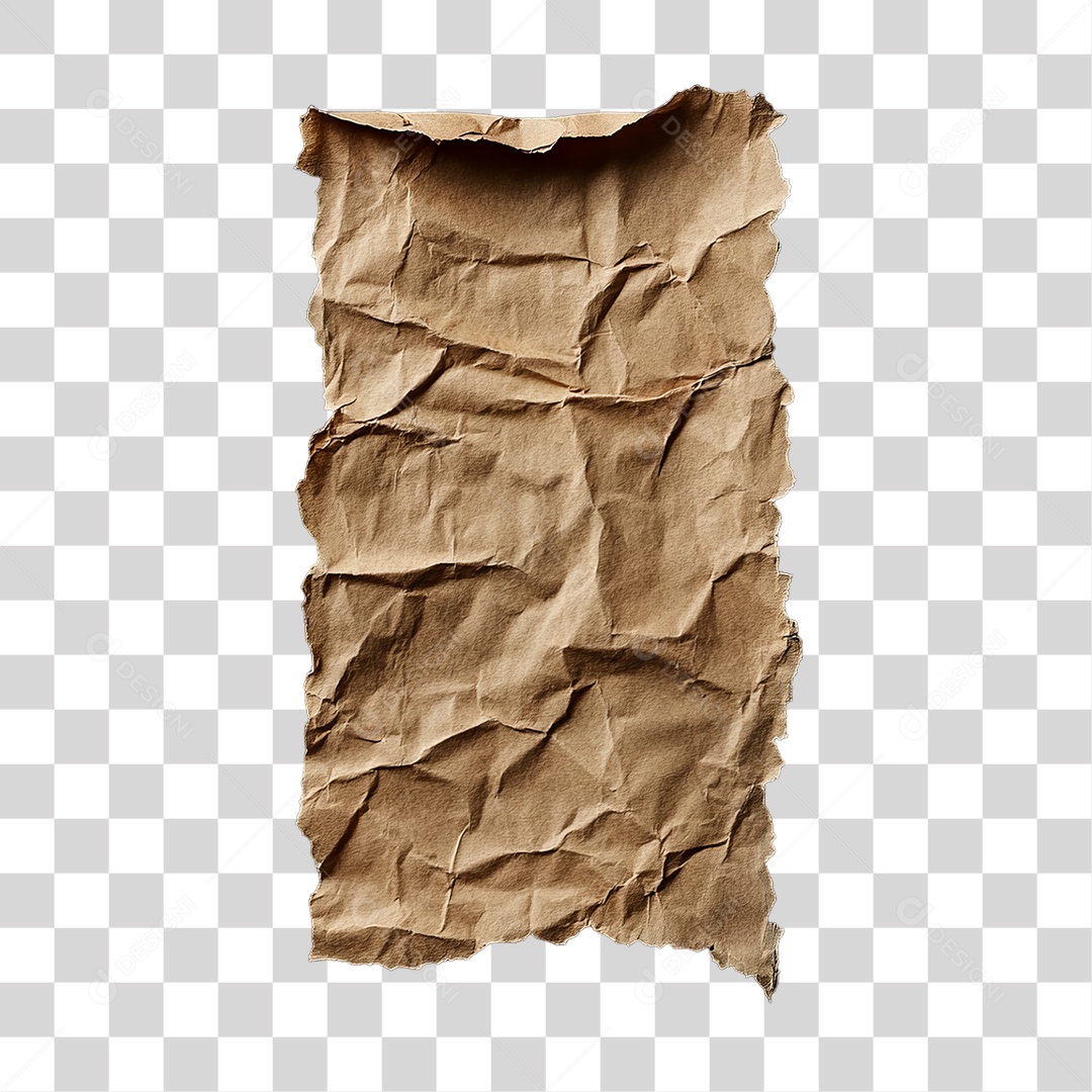 Elemento 3D Papel Amassado Rasgado PNG Transparente