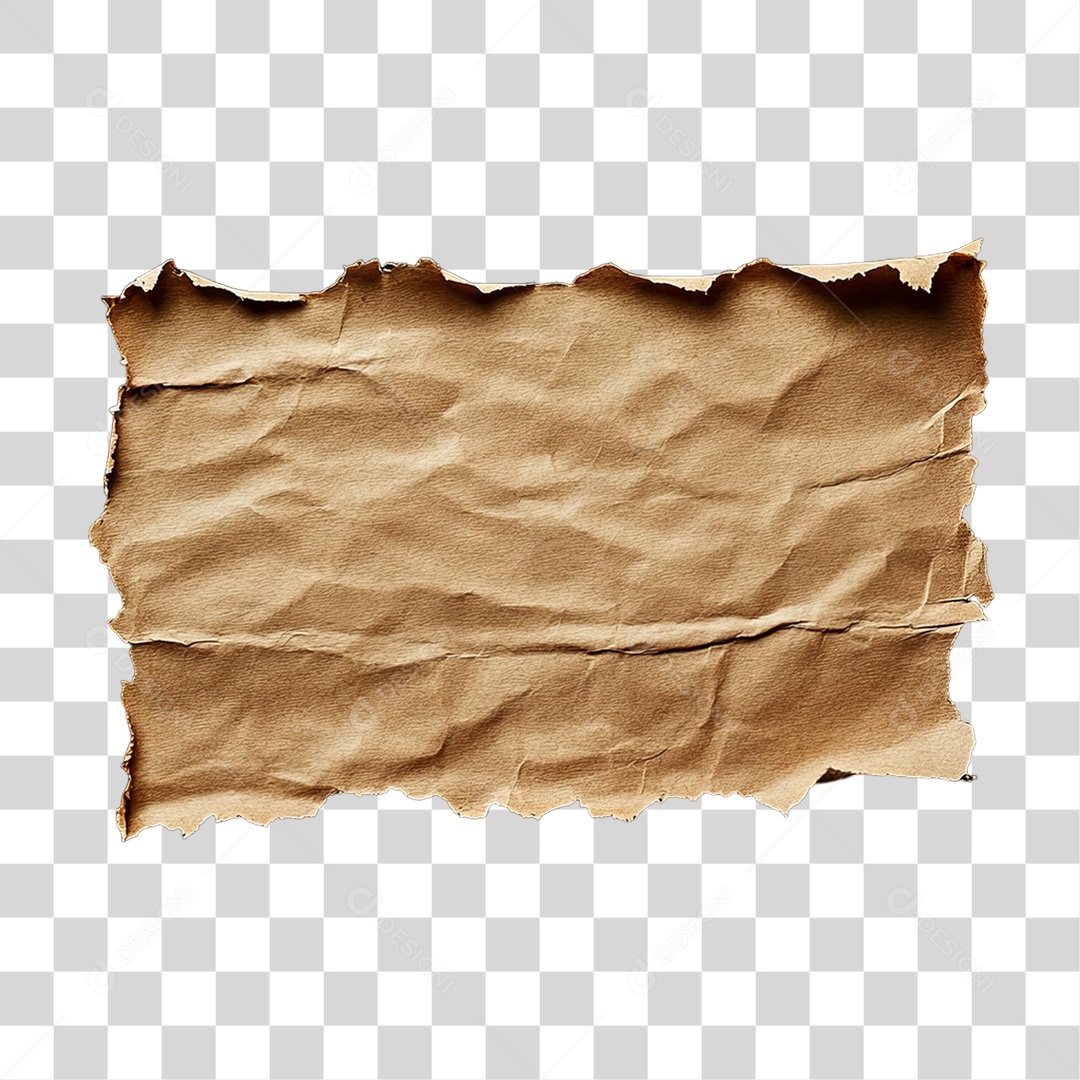 Elemento 3D Papel Amassado Rasgado PNG Transparente