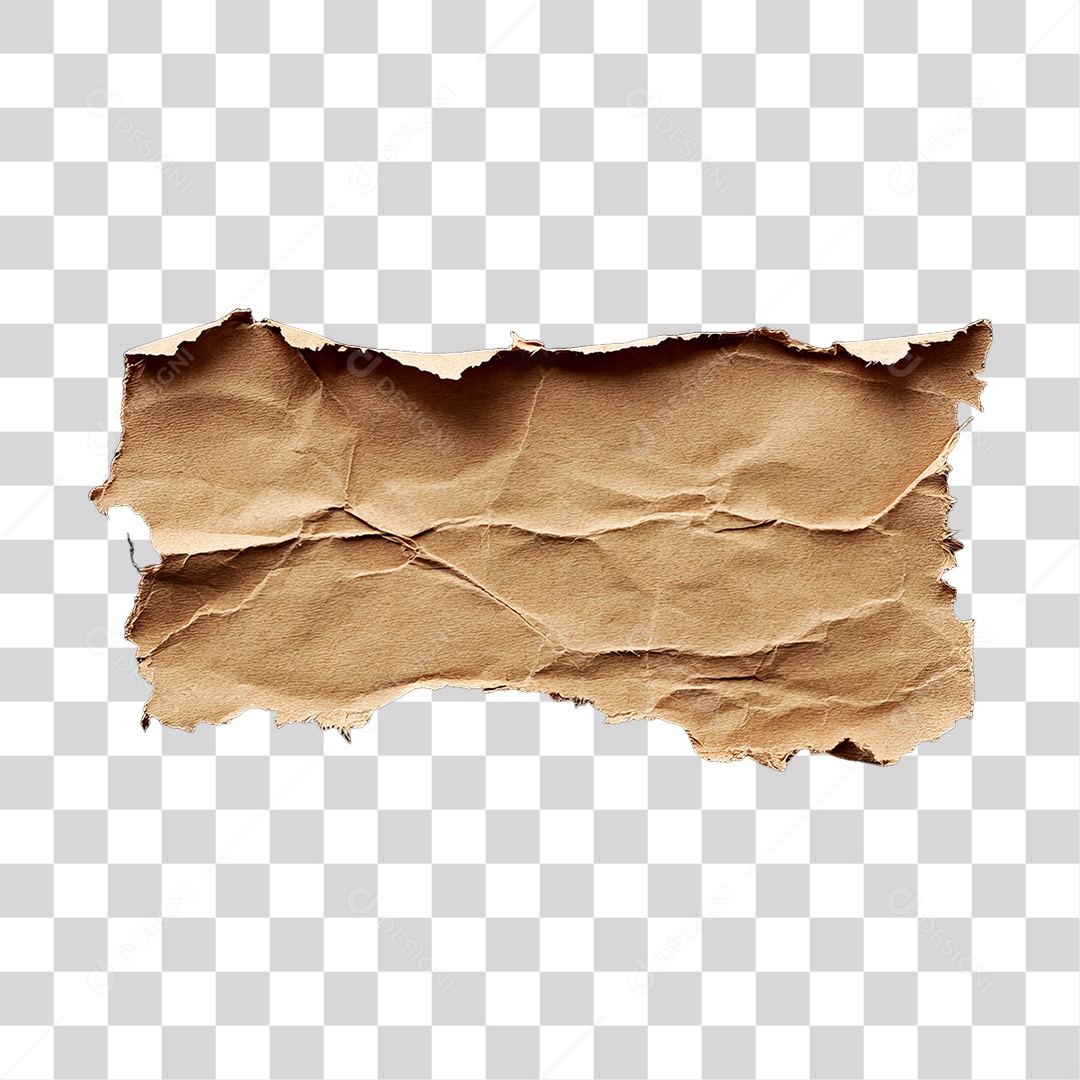 Elemento 3D Papel Amassado Rasgado PNG Transparente