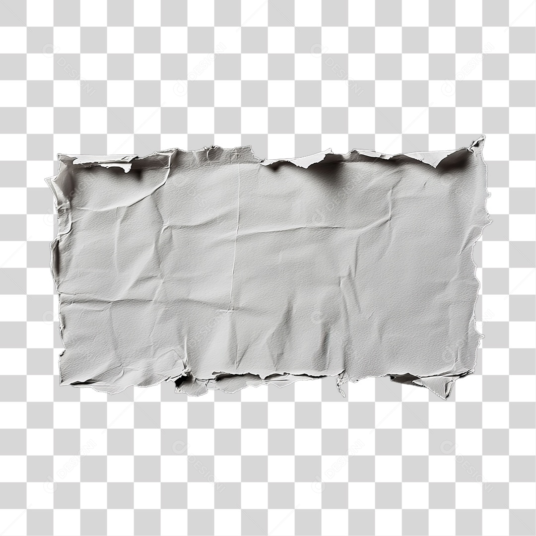 Elemento 3D Papel Amassado Rasgado PNG Transparente