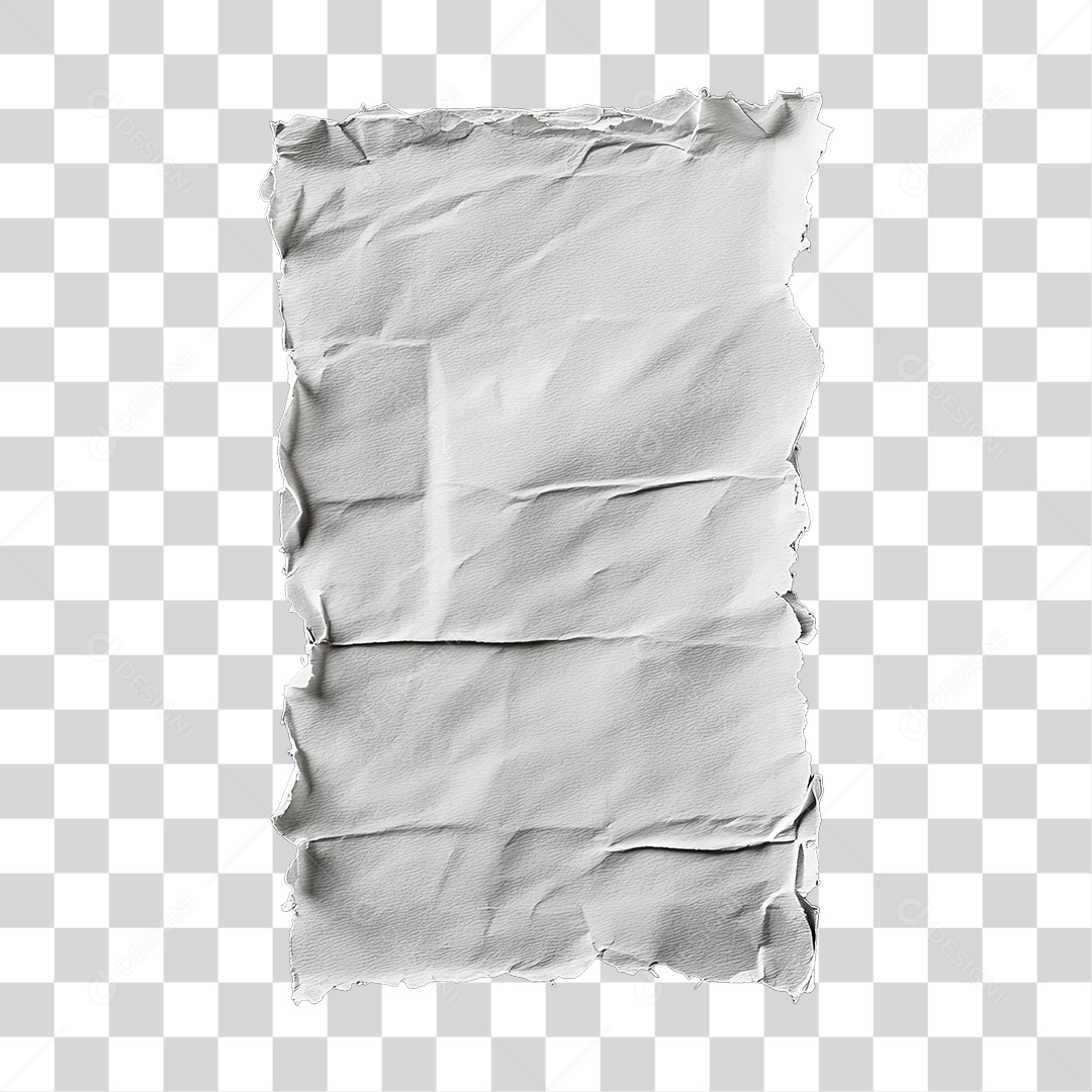 Elemento 3D Papel Amassado Rasgado PNG Transparente