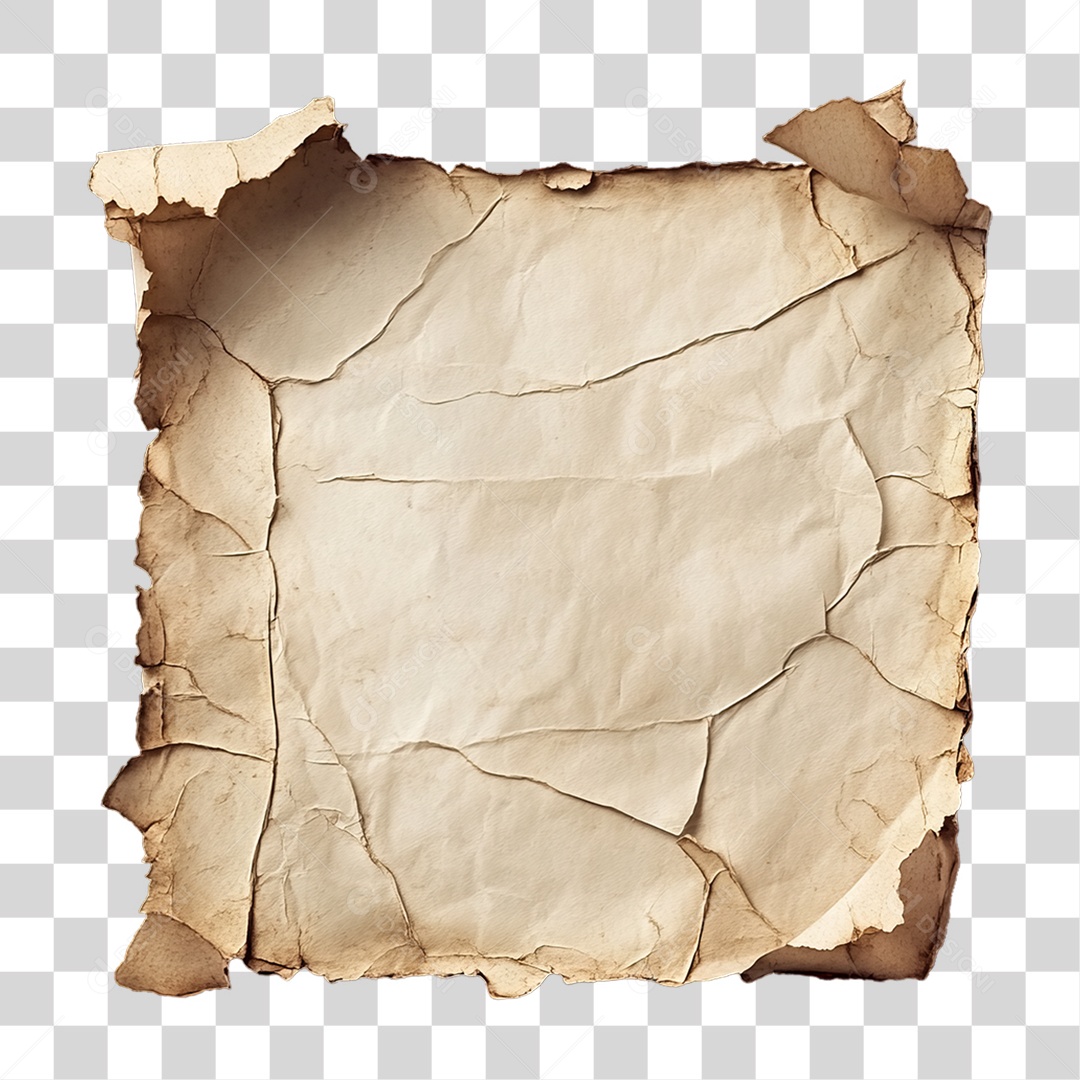 Elemento 3D Papel Amassado Rasgado PNG Transparente