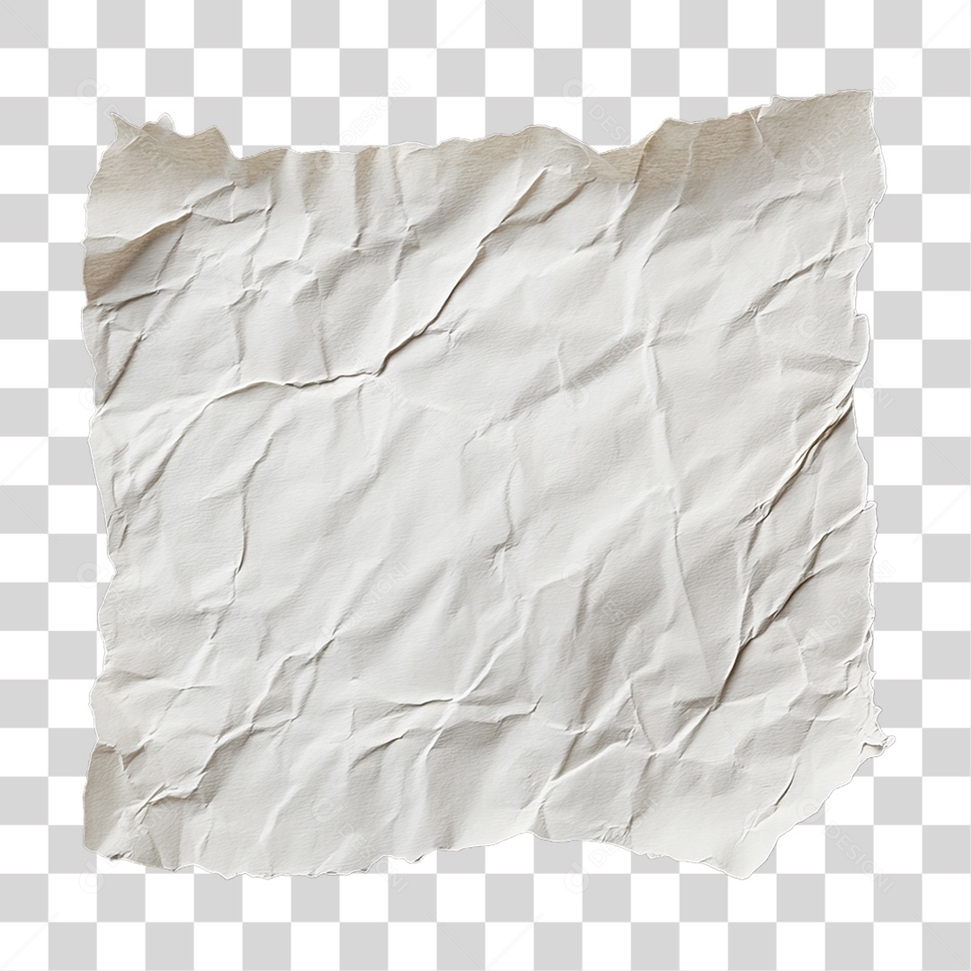 Elemento 3D Papel Amassado Rasgado PNG Transparente