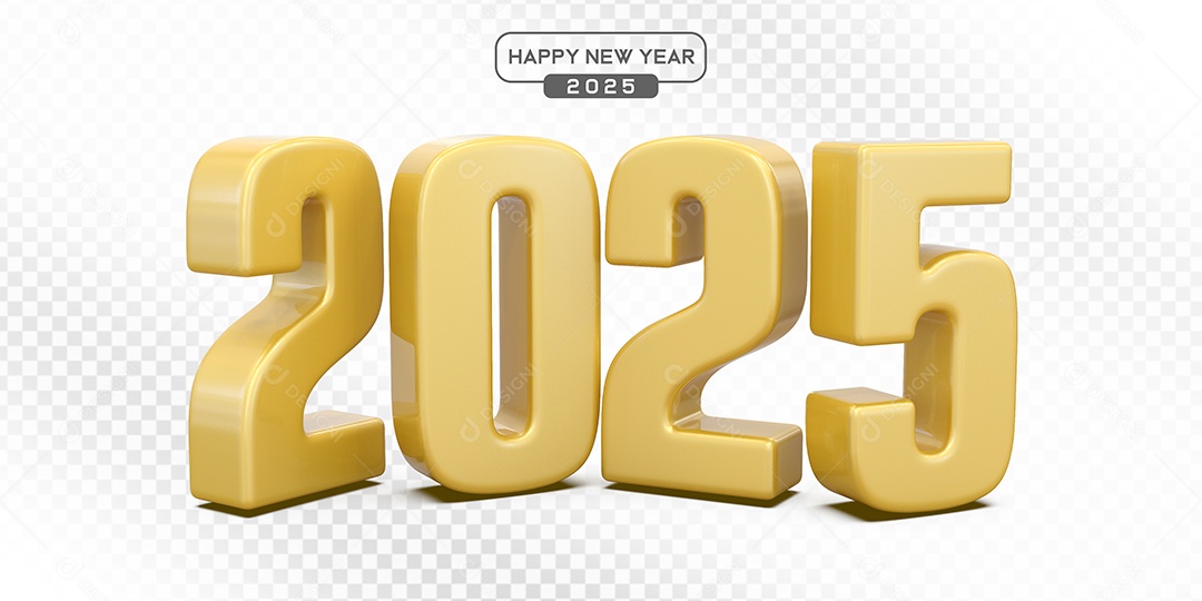 Elemento 3D Número 2025 Amarelo Para Composição PSD