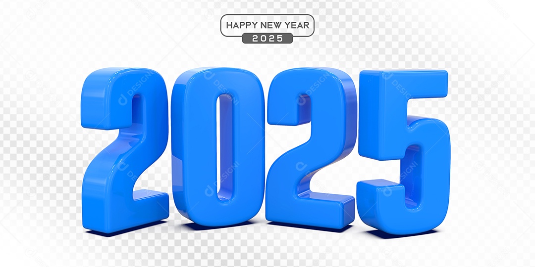 Elemento 3D Número 2025 Azul Para Composição PSD