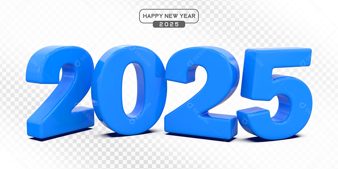 Elemento 3D Número 2025 Azul Para Composição PSD