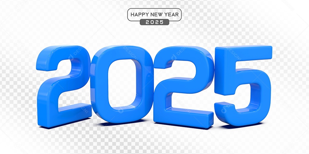 Elemento 3D Número 2025 Azul Para Composição PSD