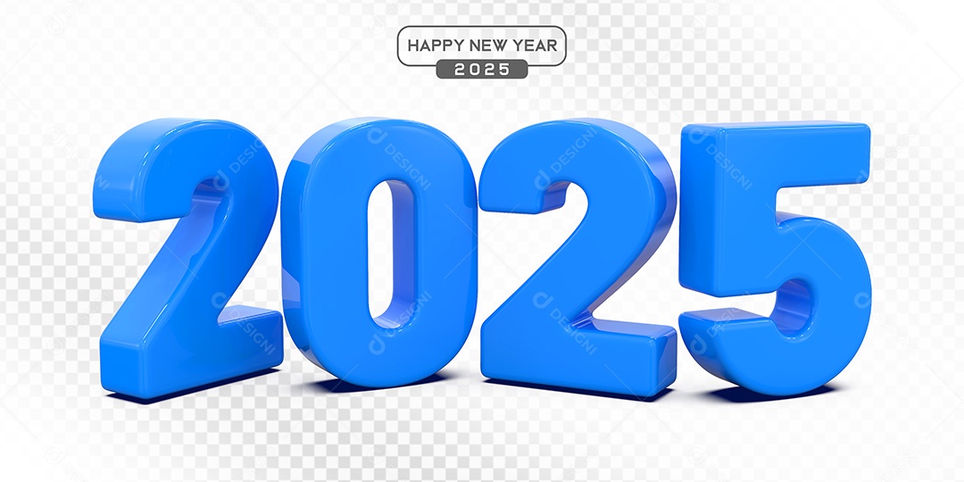 Elemento 3D Número 2025 Azul Para Composição PSD