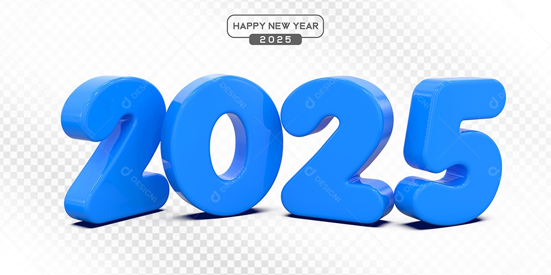 Elemento 3D Número 2025 Azul Para Composição PSD