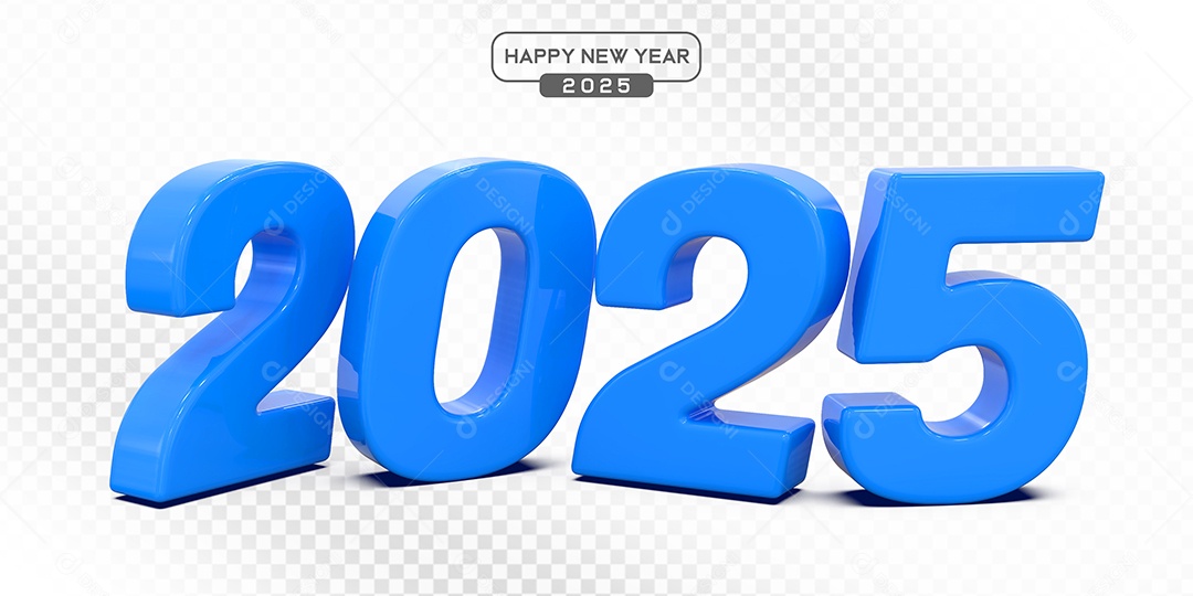 Elemento 3D Número 2025 Azul Para Composição PSD
