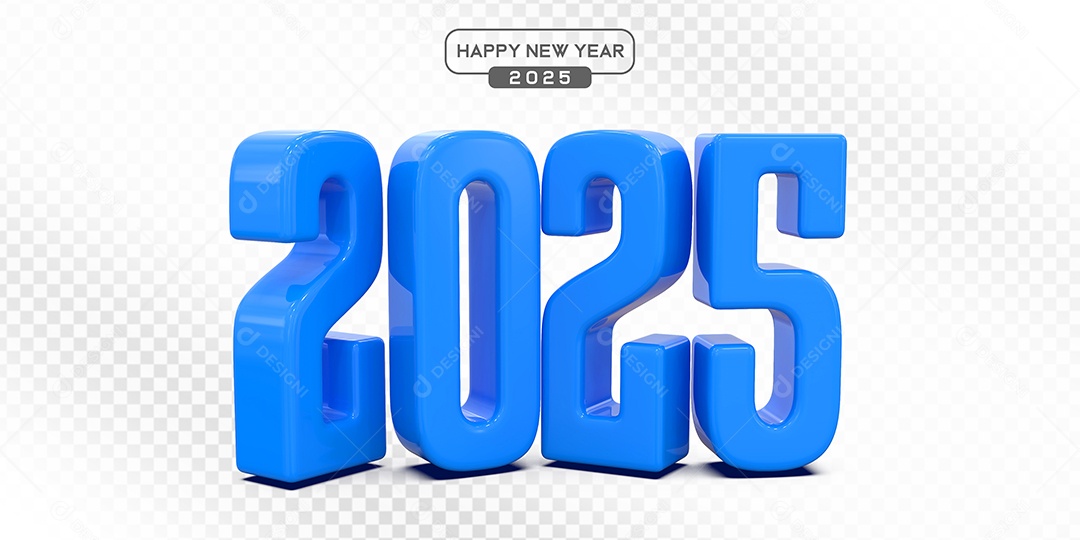 Elemento 3D Número 2025 Azul Para Composição PSD
