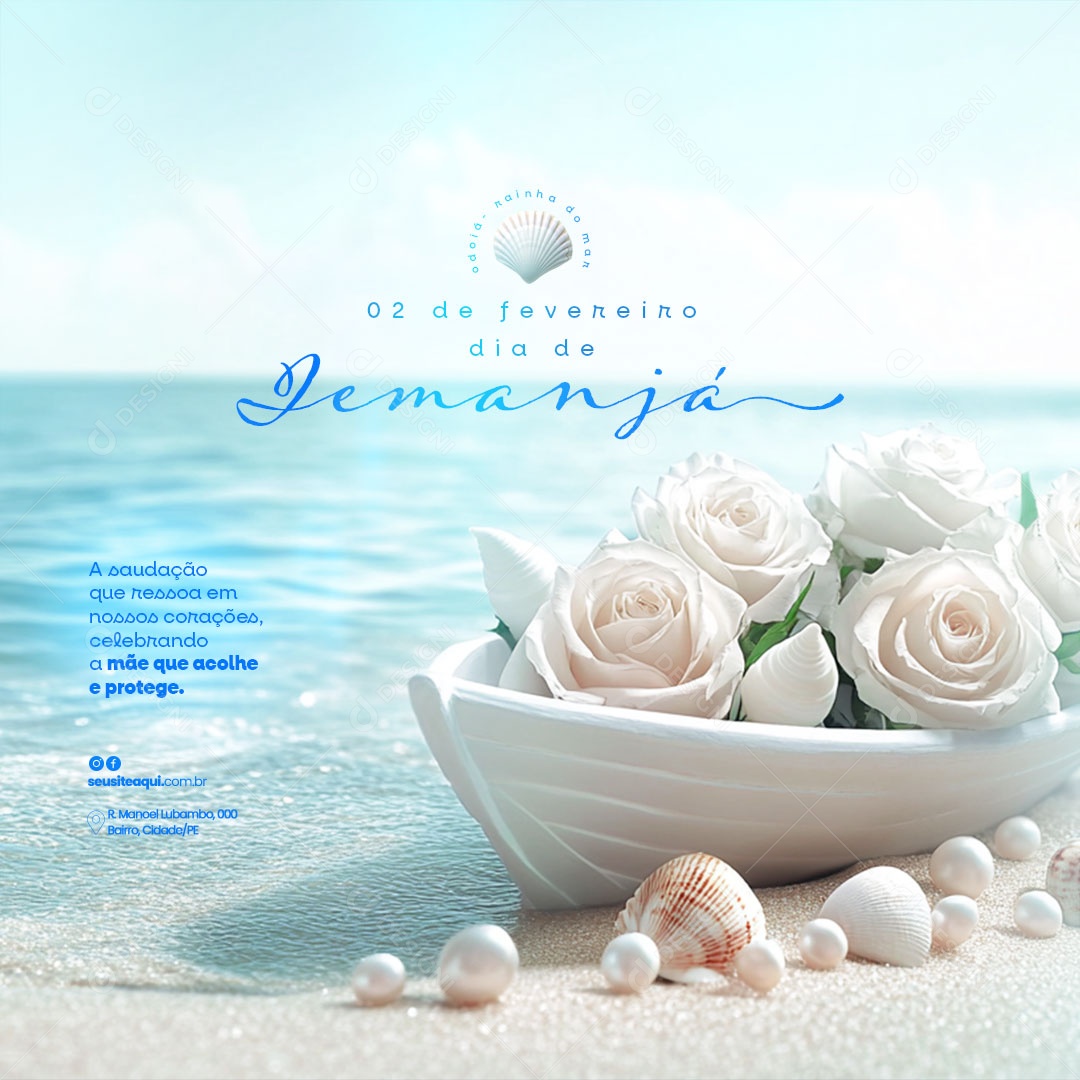Dia de Iemanjá 2 de Fevereiro Social Media PSD Editável