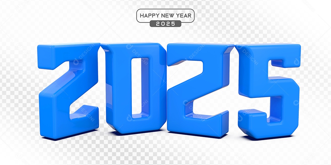 Elemento 3D Número 2025 Azul Para Composição PSD