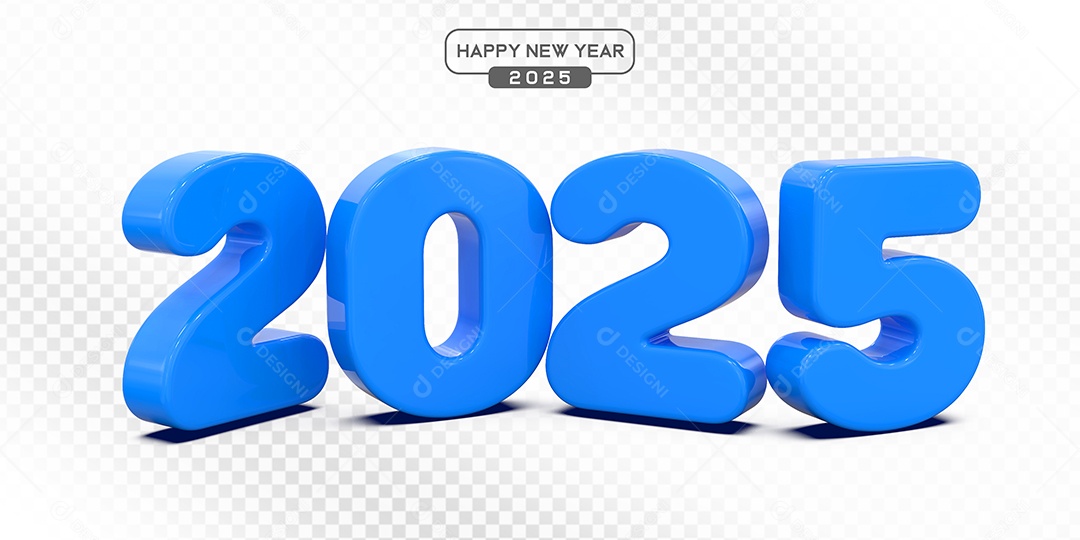 Elemento 3D Número 2025 Azul Para Composição PSD