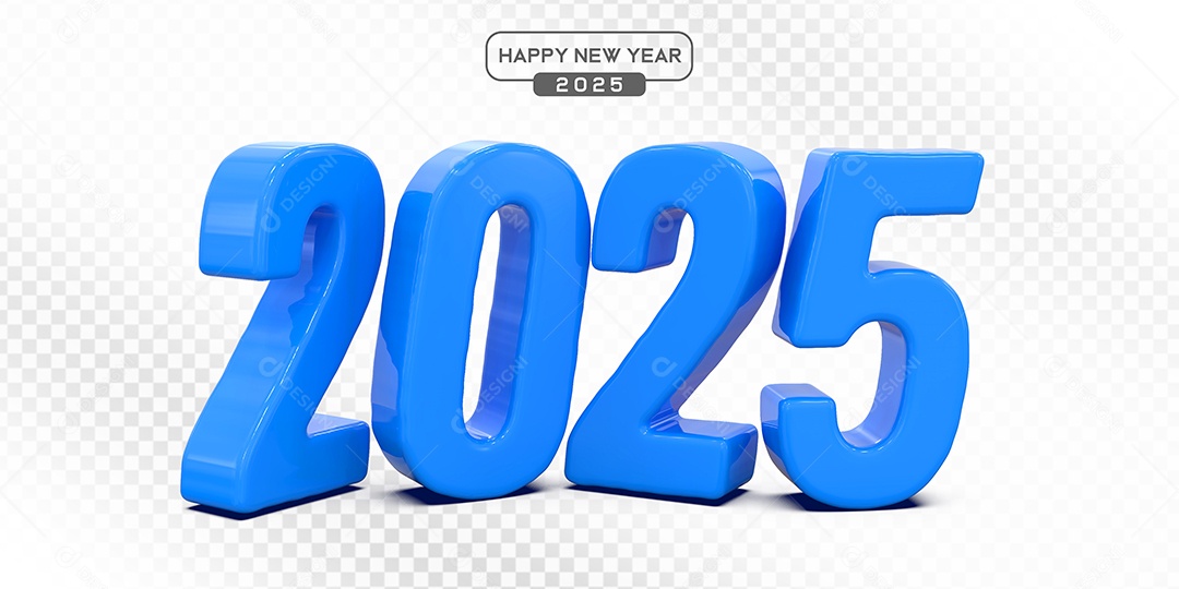 Elemento 3D Número 2025 Azul Para Composição PSD