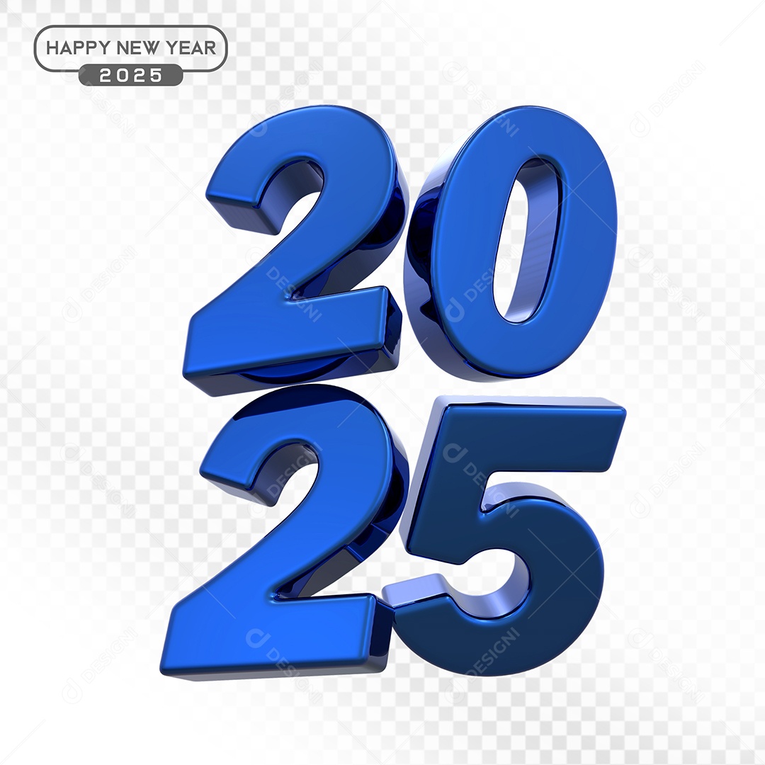 Elemento 3D Número 2025 Azul Para Composição PSD