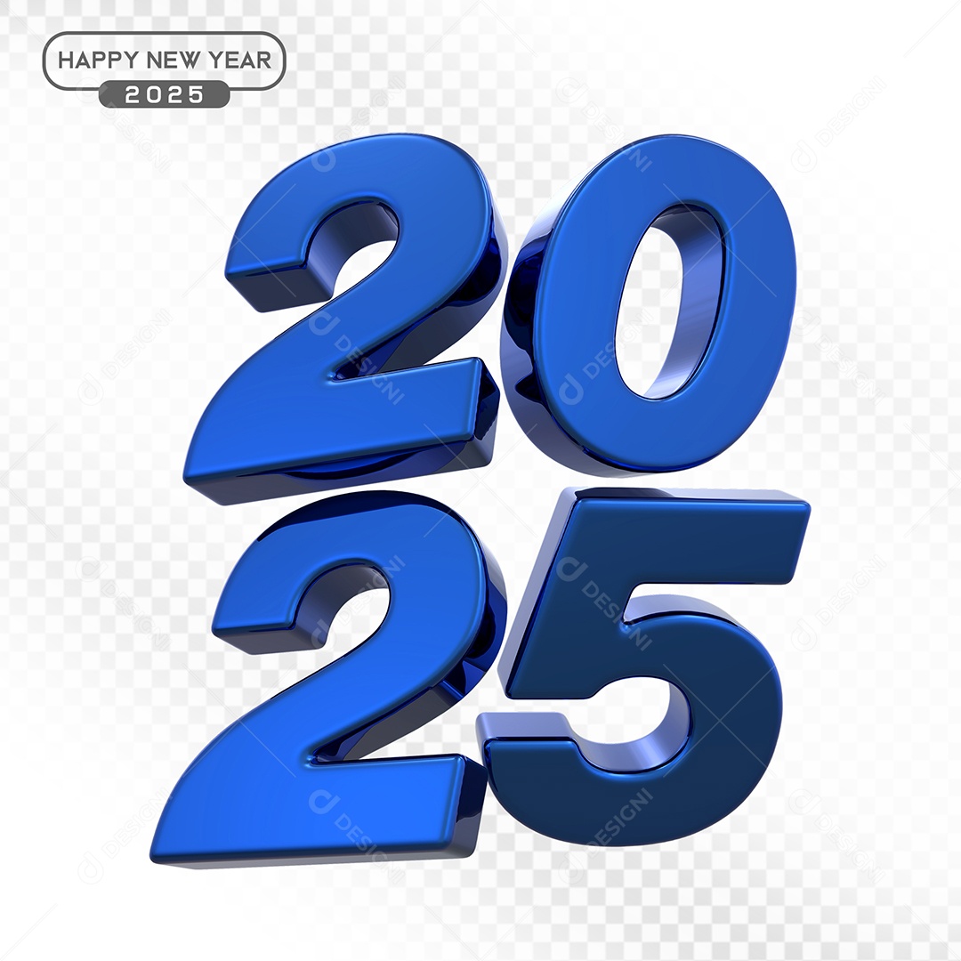 Elemento 3D Número 2025 Azul Para Composição PSD