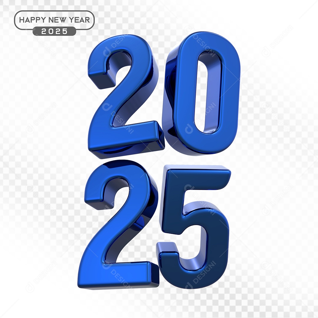 Elemento 3D Número 2025 Azul Para Composição PSD