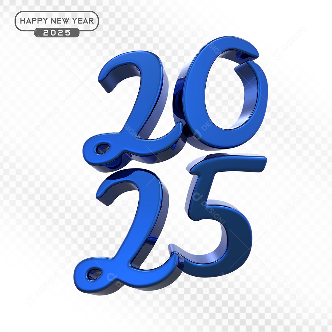 Elemento 3D Número 2025 Azul Para Composição PSD