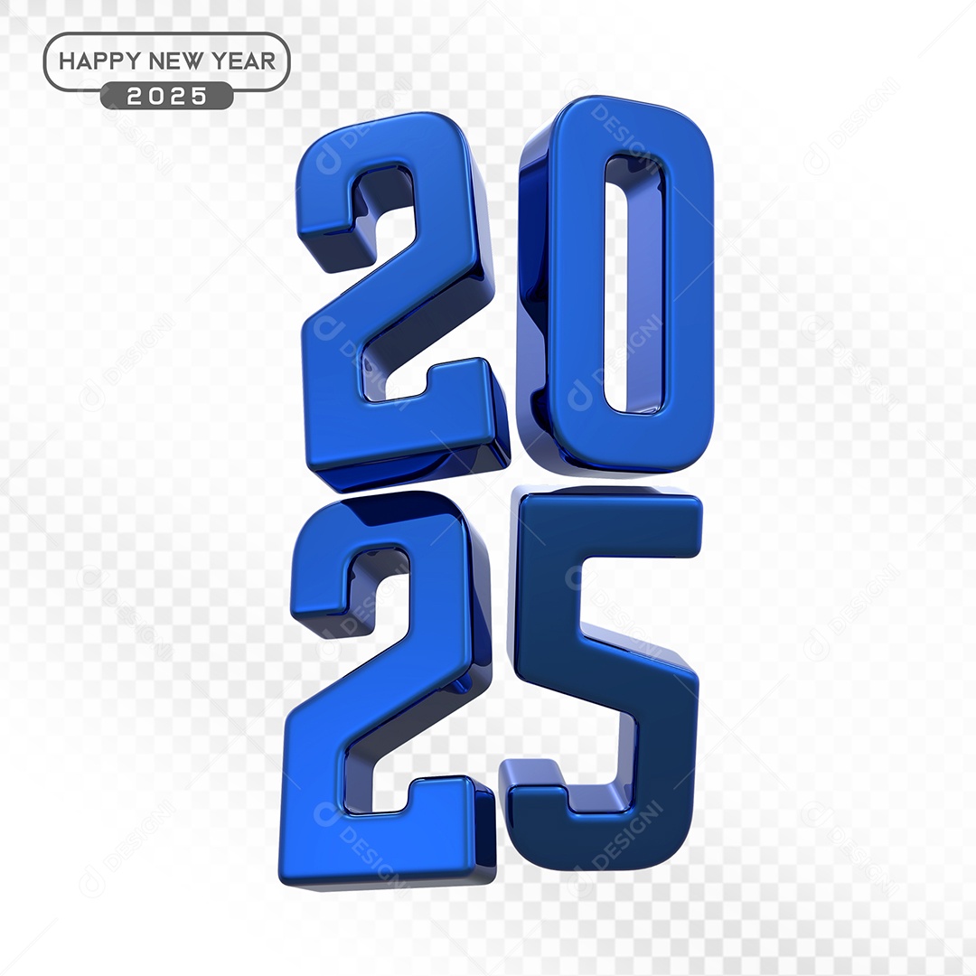 Elemento 3D Número 2025 Azul Para Composição PSD