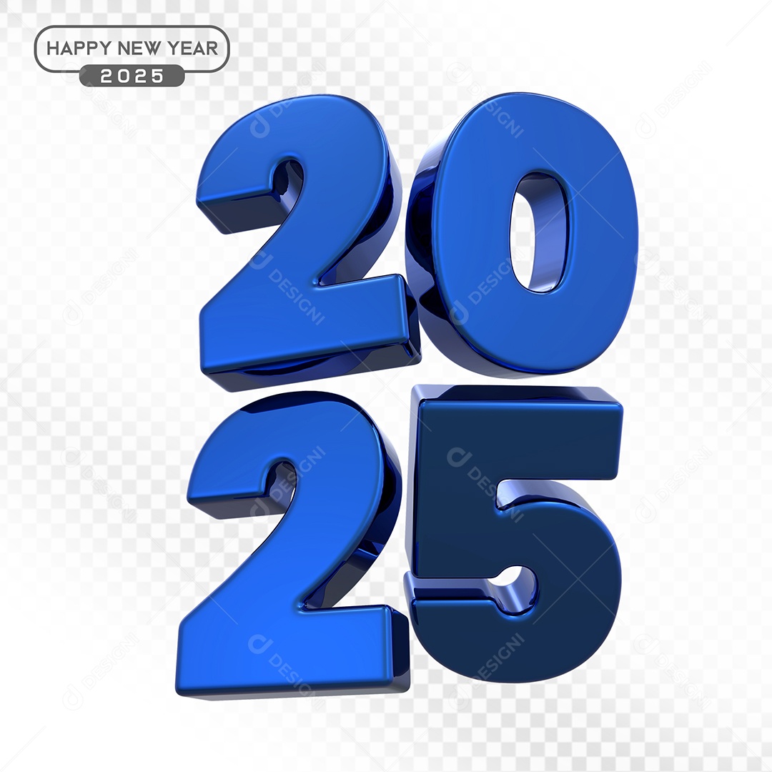Elemento 3D Número 2025 Azul Para Composição PSD
