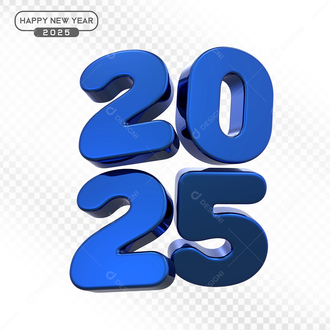 Elemento 3D Número 2025 Azul Para Composição PSD