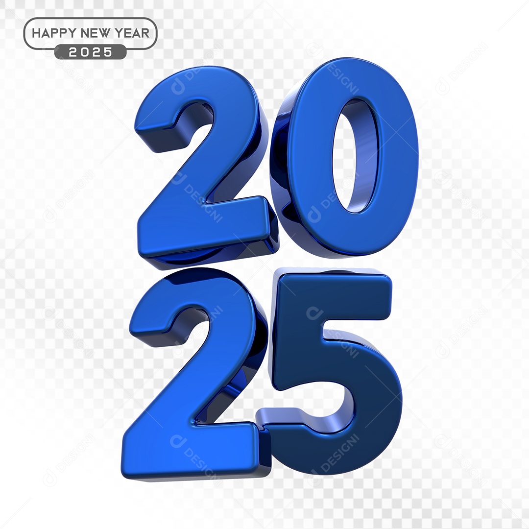 Elemento 3D Número 2025 Azul Para Composição PSD