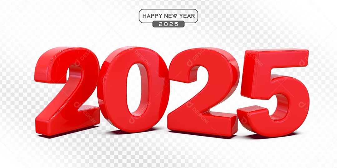 Elemento 3D Número 2025 Vermelho Para Composição PSD