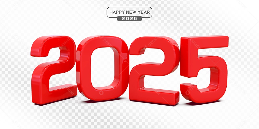 Elemento 3D Número 2025 Vermelho Para Composição PSD
