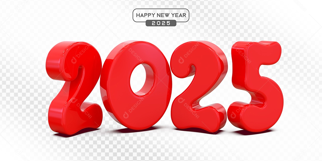 Elemento 3D Número 2025 Vermelho Para Composição PSD