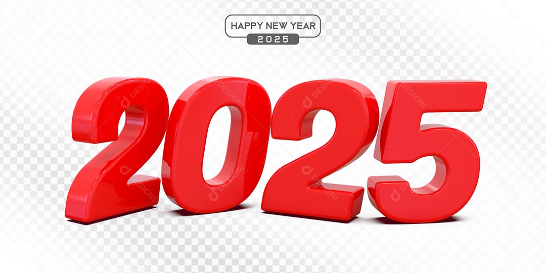 Elemento 3D Número 2025 Vermelho Para Composição PSD