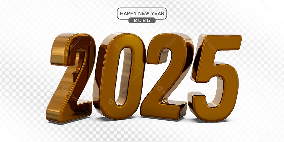 Elemento 3D Número 2025 Marrom Para Composição PSD