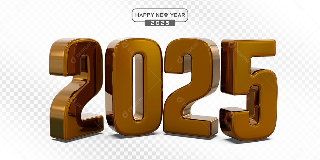 Elemento 3D Número 2025 Marrom Para Composição PSD