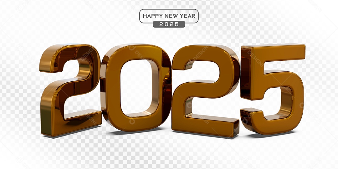 Elemento 3D Número 2025 Marrom Para Composição PSD