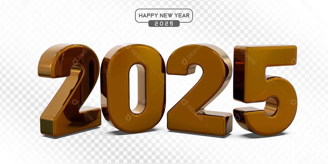 Elemento 3D Número 2025 Marrom Para Composição PSD