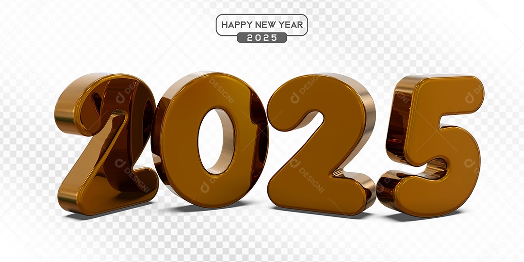 Elemento 3D Número 2025 Marrom Para Composição PSD