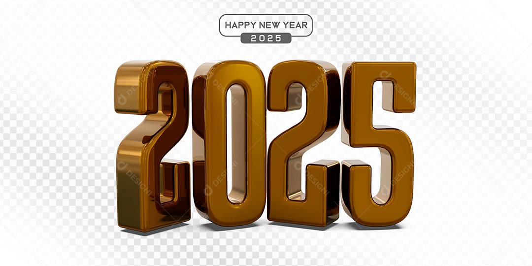 Elemento 3D Número 2025 Marrom Para Composição PSD