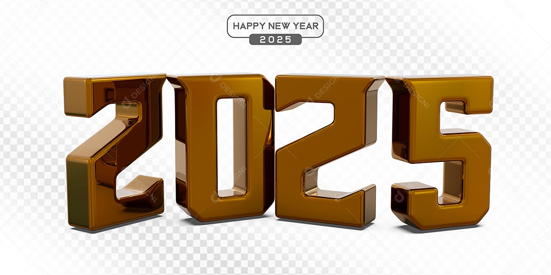 Elemento 3D Número 2025 Marrom Para Composição PSD