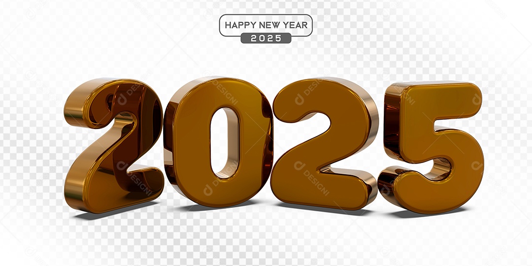 Elemento 3D Número 2025 Marrom Para Composição PSD