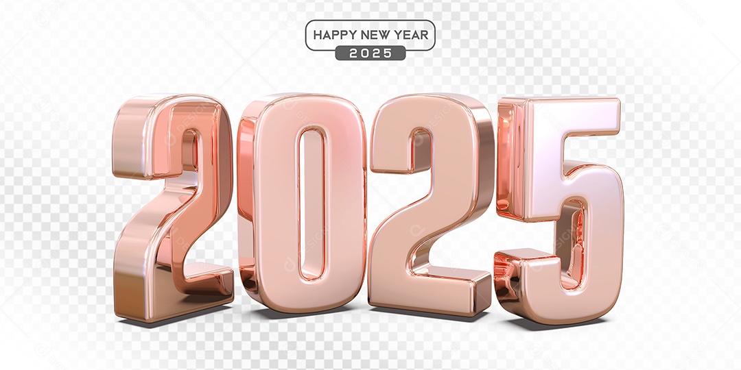 Elemento 3D Número 2025 Rosa Para Composição PSD