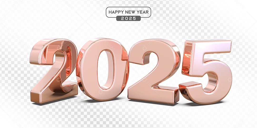 Elemento 3D Número 2025 Rosa Para Composição PSD