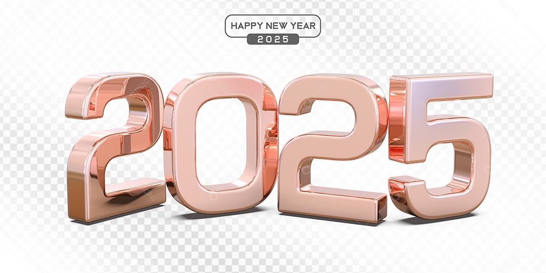 Elemento 3D Número 2025 Rosa Para Composição PSD