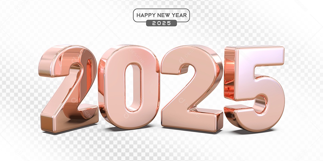 Elemento 3D Número 2025 Rosa Para Composição PSD