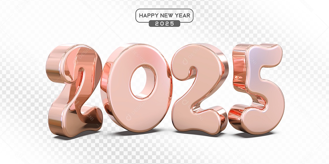 Elemento 3D Número 2025 Rosa Para Composição PSD