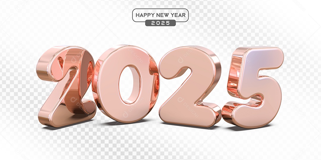 Elemento 3D Número 2025 Rosa Para Composição PSD