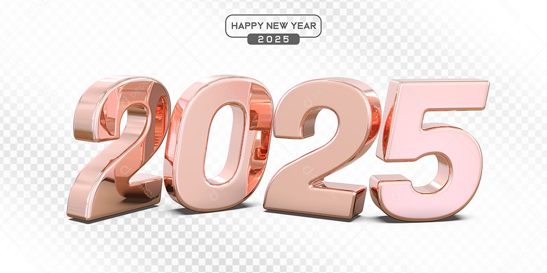 Elemento 3D Número 2025 Rosa Para Composição PSD