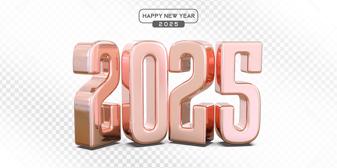 Elemento 3D Número 2025 Rosa Para Composição PSD