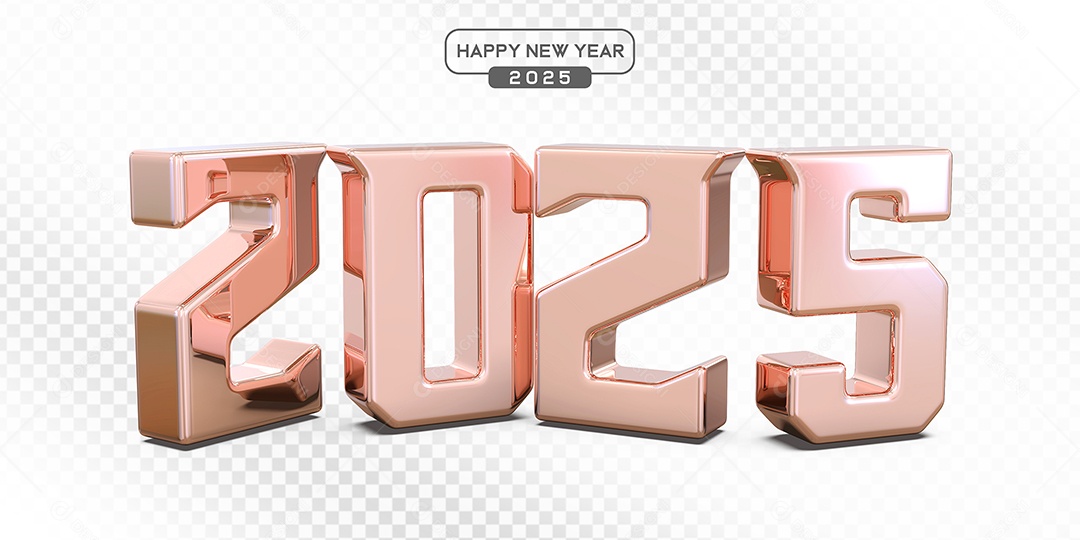Elemento 3D Número 2025 Rosa Para Composição PSD